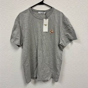 Maison Kitsuné Fox Patch T-Shirt XL Gray Melange — New With Tags